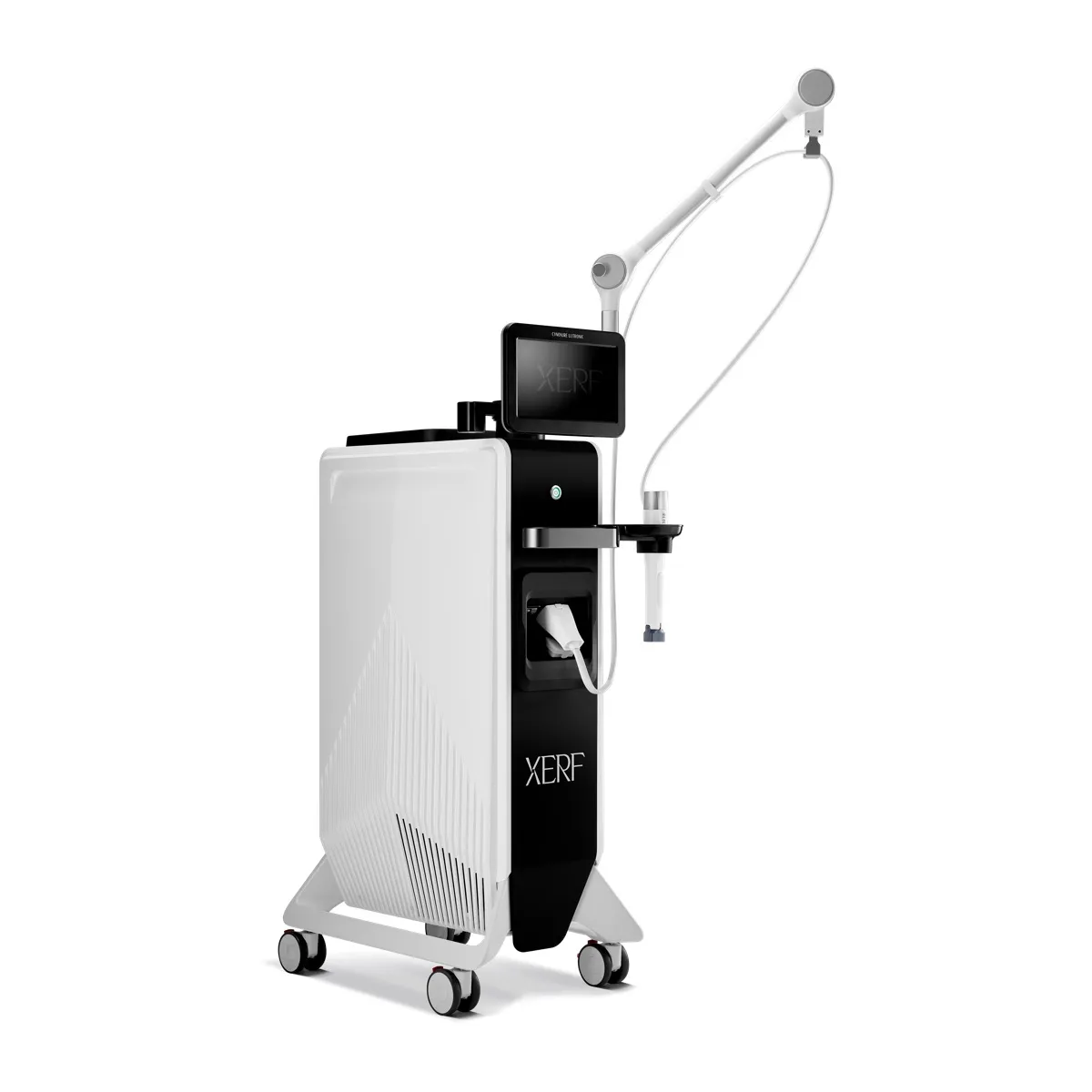 Das XERF-Gerät des Herstellers Cynosure Lutronic mit Bildschirm, Schwenkarm und Handstück